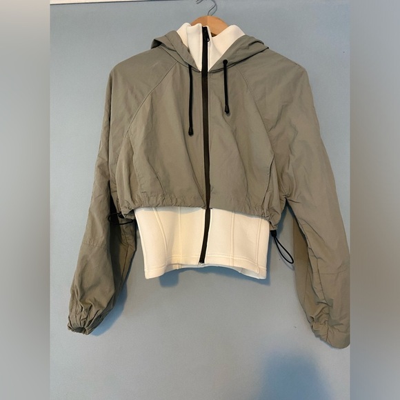 Zara Neoprene Sage & White Bomber Jacket - Picture 7 of 13